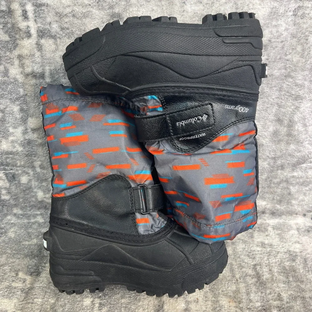 Columbia Boys Size 10 Powder Bug Forty Snow Boots Waterproof Gray Orange